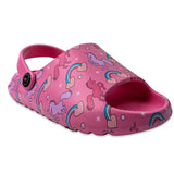 Open Toe Pink Unicorn & Rainbows Slides