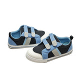 Navy & Baby Blue Jeans Double Strap Kids Sneakers