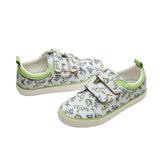 Grey Dinos Double Strap Kids Sneakers