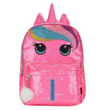حقيبة ظهر يونيكورن لطيفة باللون الوردي الزاهي مع ترتر وحرف I للطلاب الصغار