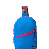 Blue/Fuchia Sling Front Zipper Crossbody Bag