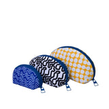Blue Black and Yellow Round Make Up Sets Makeup Bag