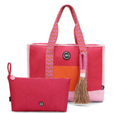 Fuschia & White Single Tote Bag