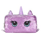 Cute Purple Unicorn Sequin Pencil Case A