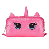 Cute Hot Pink Unicorn Sequin Pencil Case A