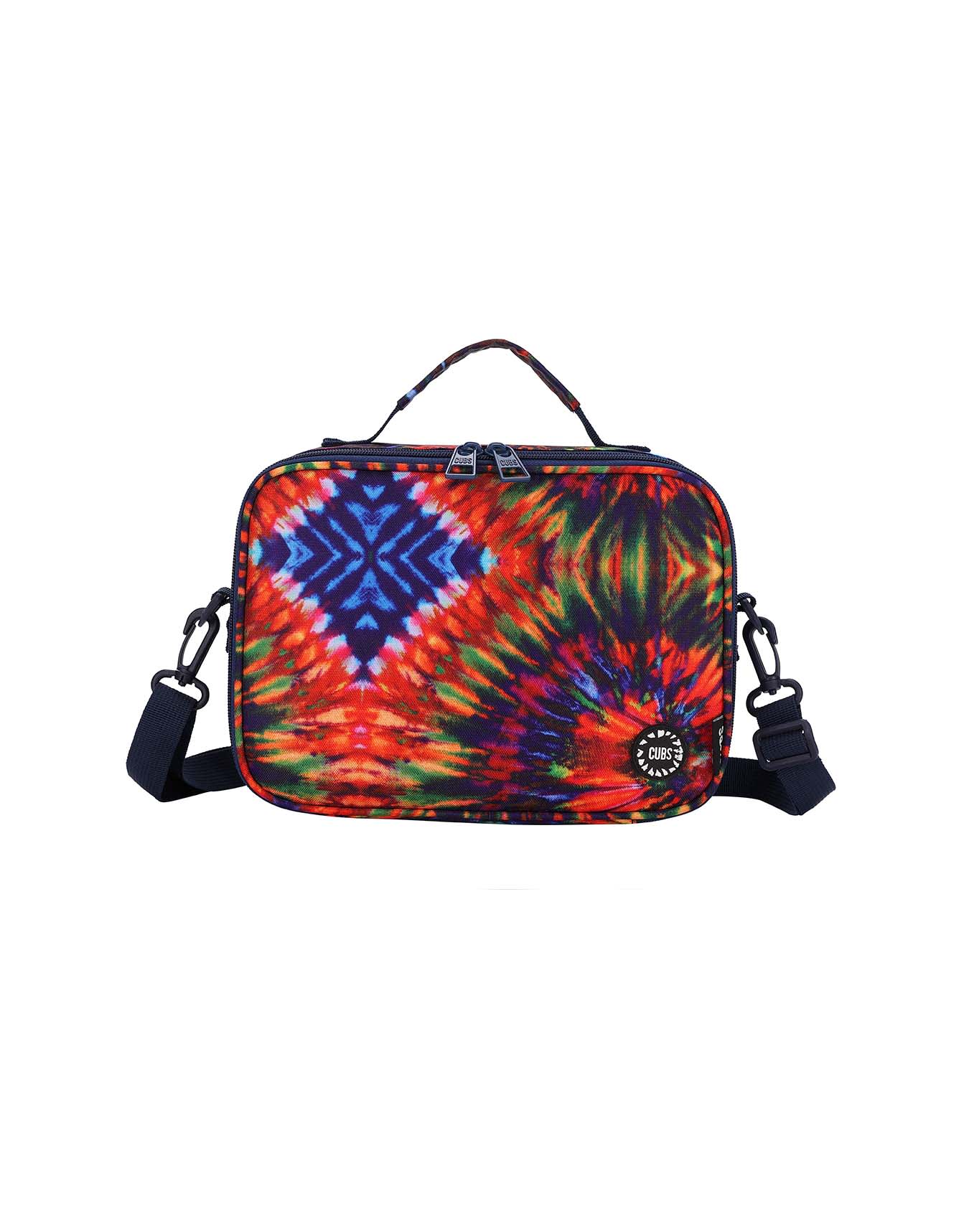 Navy/Red Tie Dye Classic Lunch Bag With Shoulder Strap