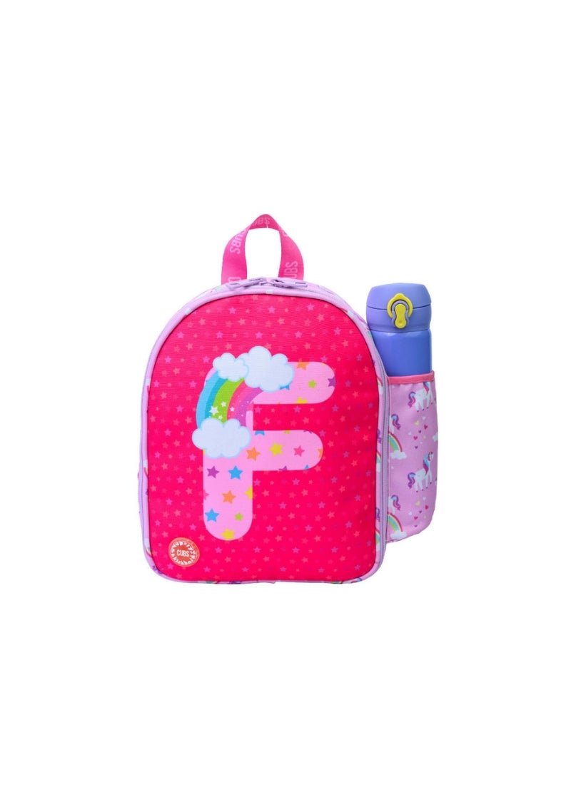 Pink Unicorn Letter F Nursery Lunch Backpack