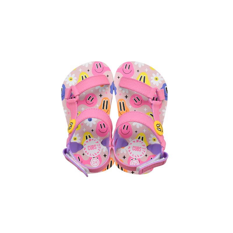 Pink Smiles and flowers Baby Girl Sling CUBS Sandal