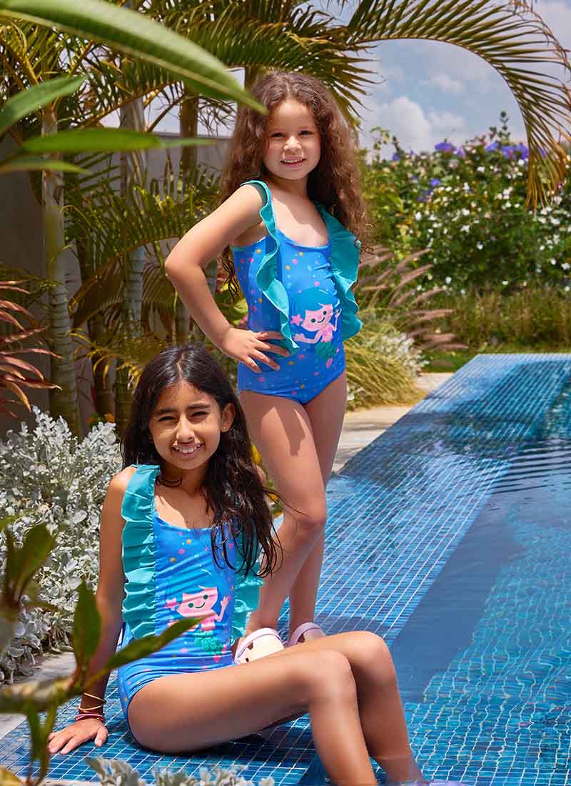 CUBS Girls Swim Suit Purple Mermaid