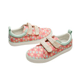 Pink Hearts Double Strap Kids Sneakers