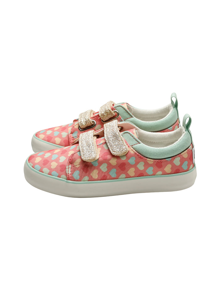 Pink Hearts Double Strap Sneaker