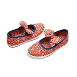 Red Flower Front Bow Kids Ballet Flats