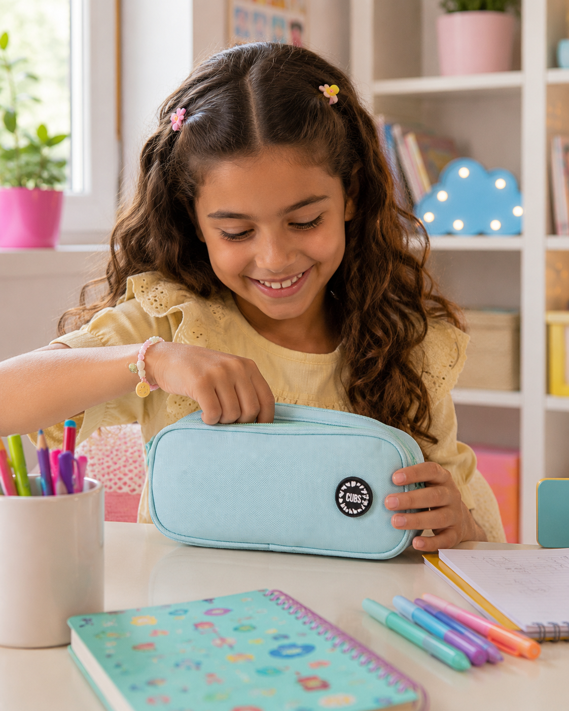 Baby Blue Double Zipper Pincel Pencil Case
