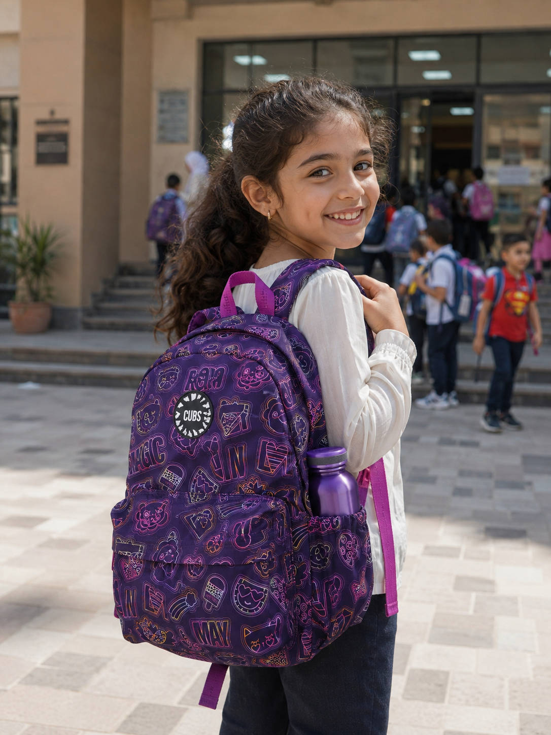 Doodle Purple Junior Student Backpack
