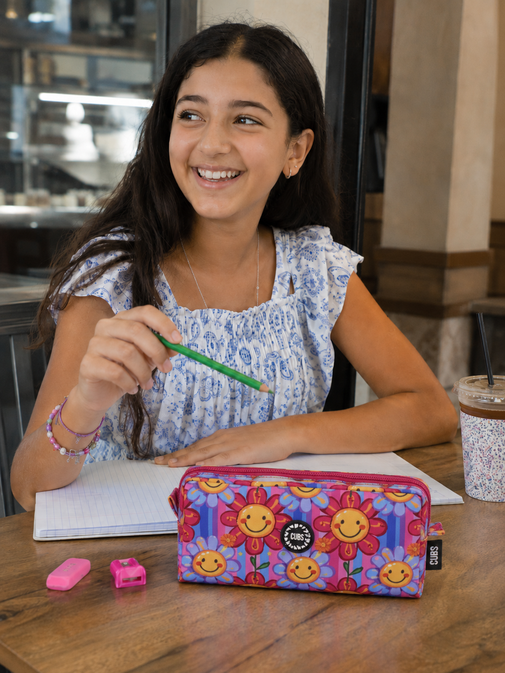 Purple Sunflowers Junior Student Pencil Case
