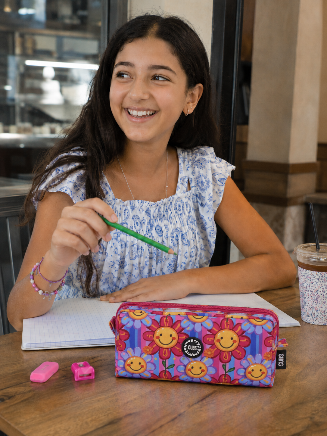 Purple Sunflowers Junior Student Pencil Case