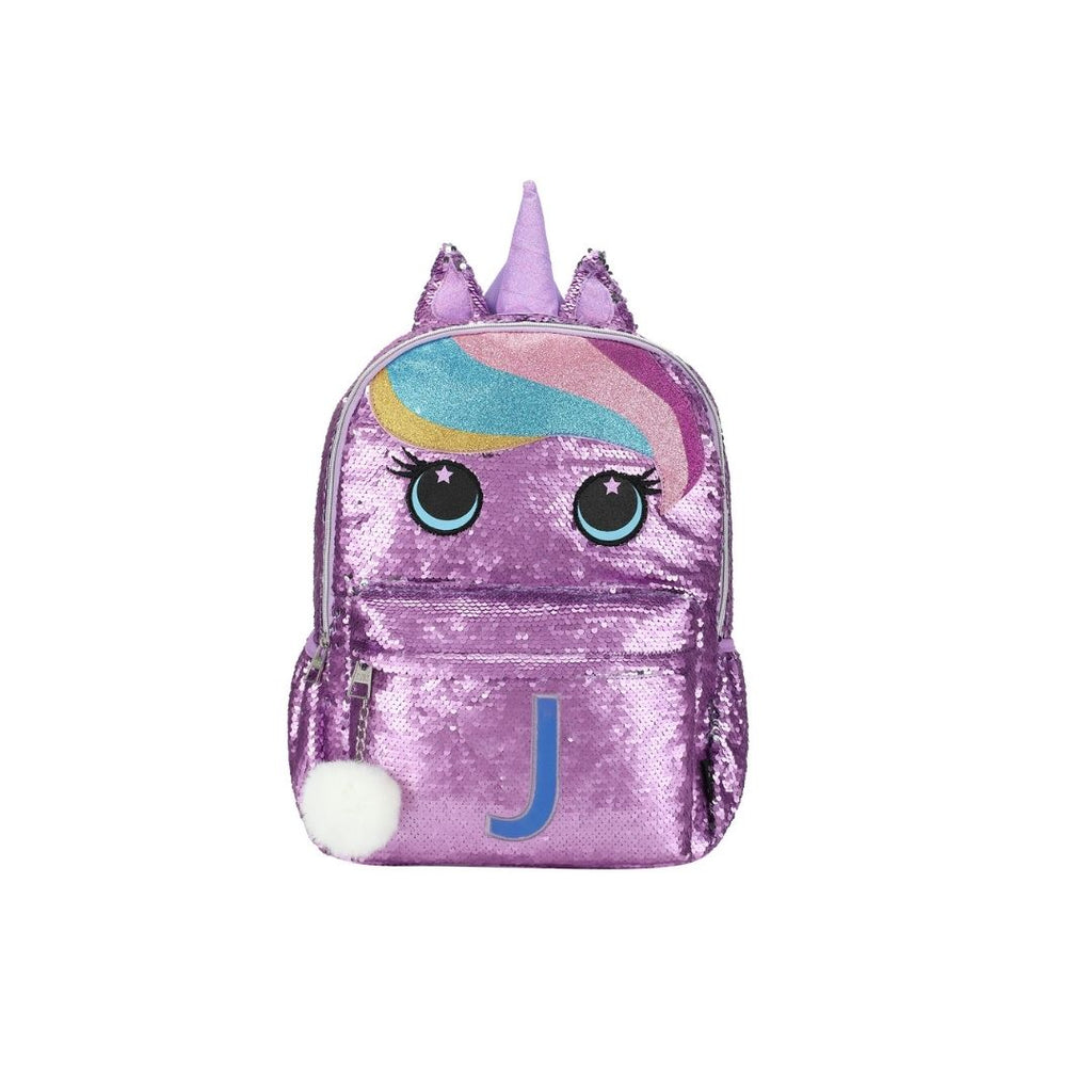 Cute Purple Unicorn Sequin Letter J