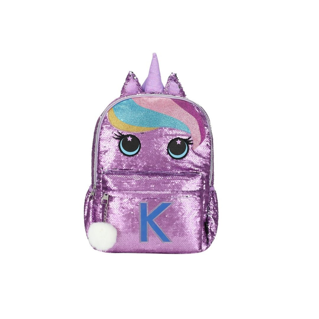 Cute Purple Unicorn Sequin Letter K