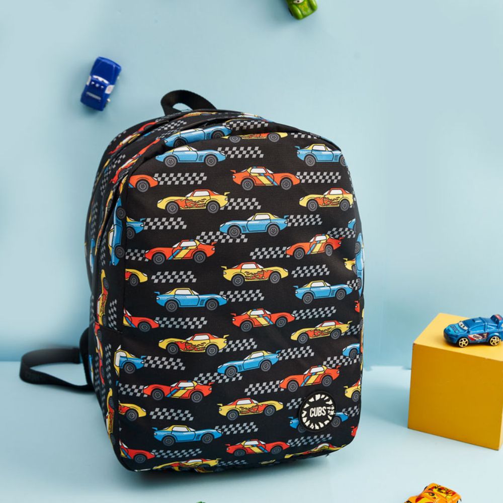 Black Racing Cars Big & Basic Backpack