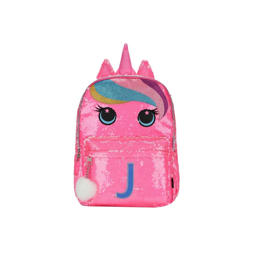 Cute Hot Pink Unicorn sequin Letter J
