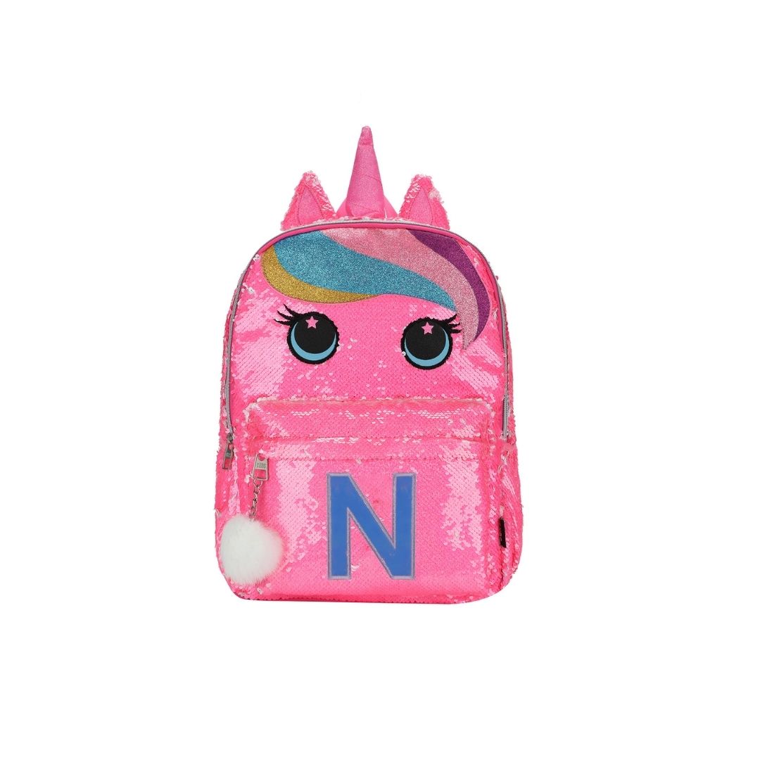 Cute Hot Pink Unicorn sequin Letter N