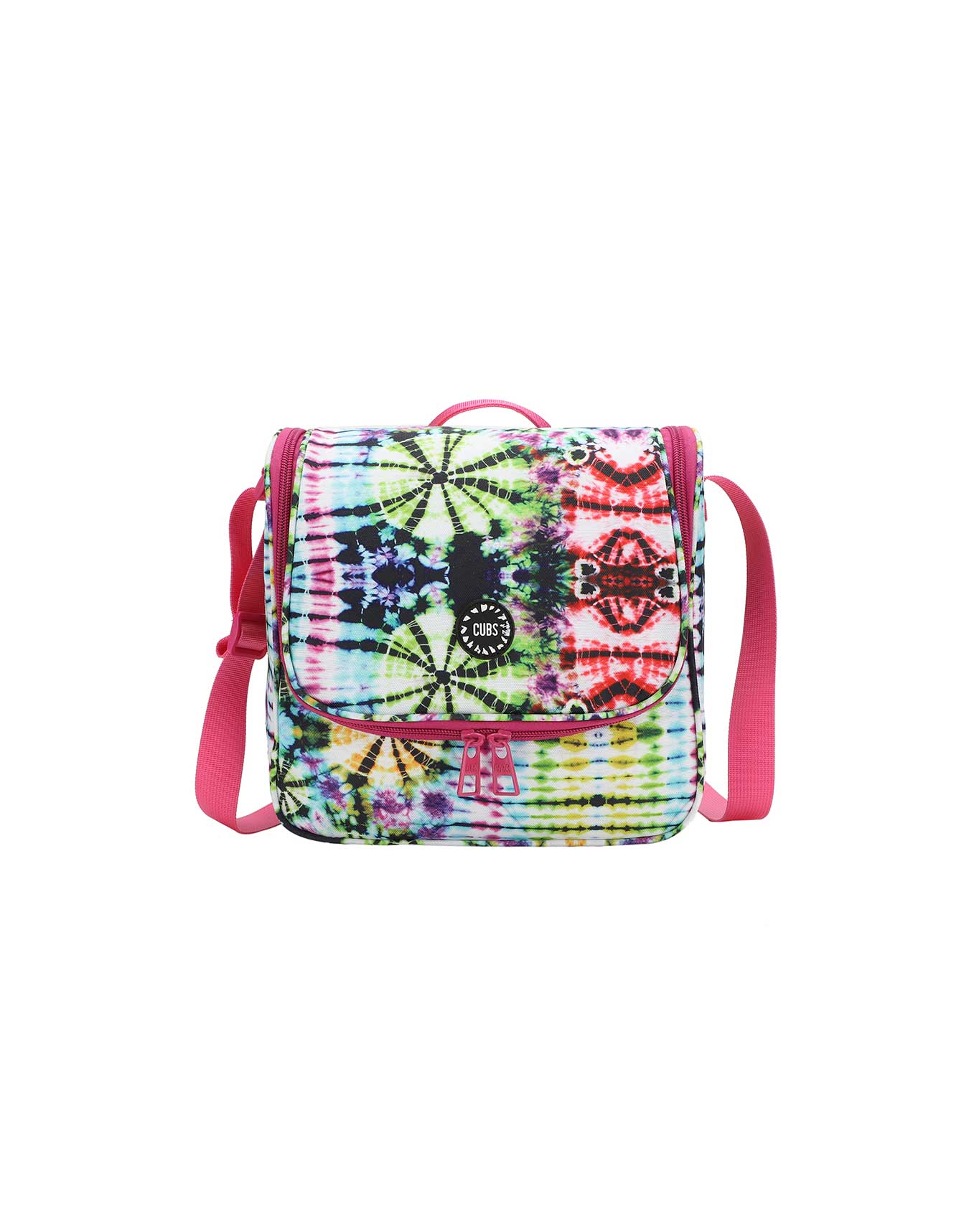 Tie Dye Swirls in Black cross body lunch bag