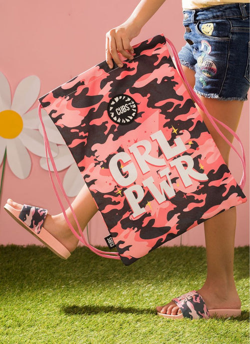 Camo Girl Power String Bag