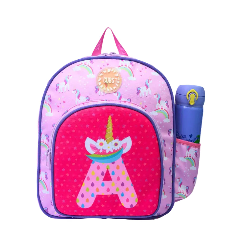 Pink Unicorn Letter A Nursery Backpack