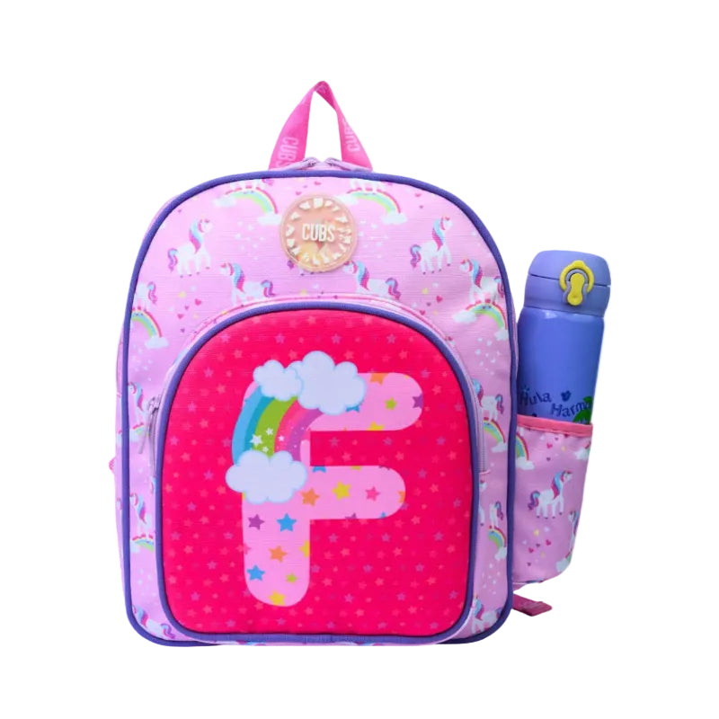 Pink Unicorn Letter F Nursery Backpack