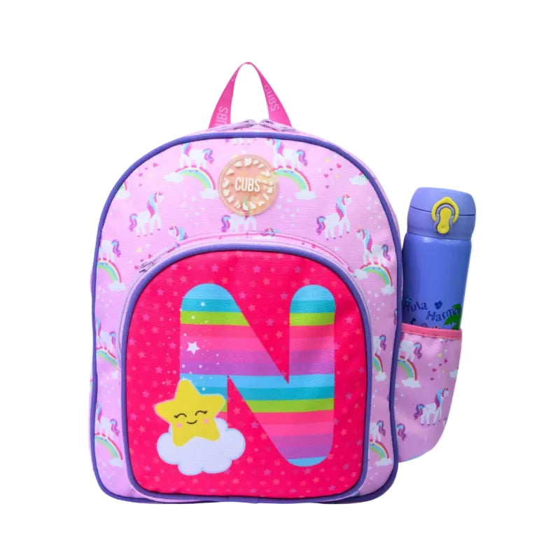Pink Unicorn Letter N Nursery Backpack