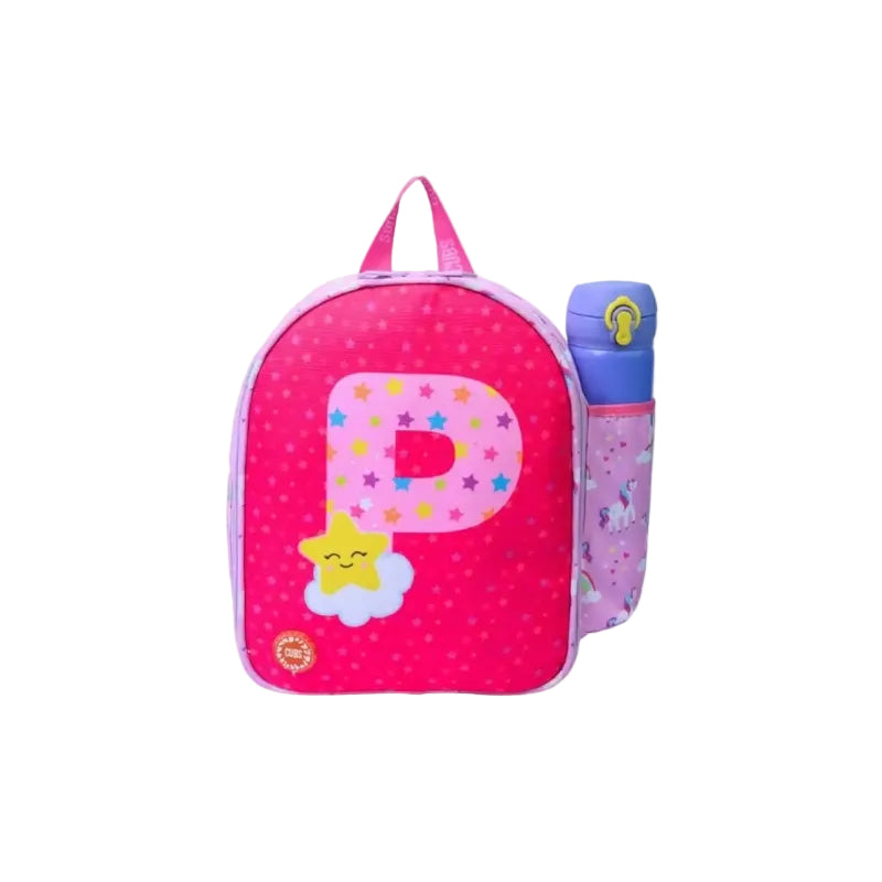 Pink Unicorn Letter P Nursery Lunch Backpack
