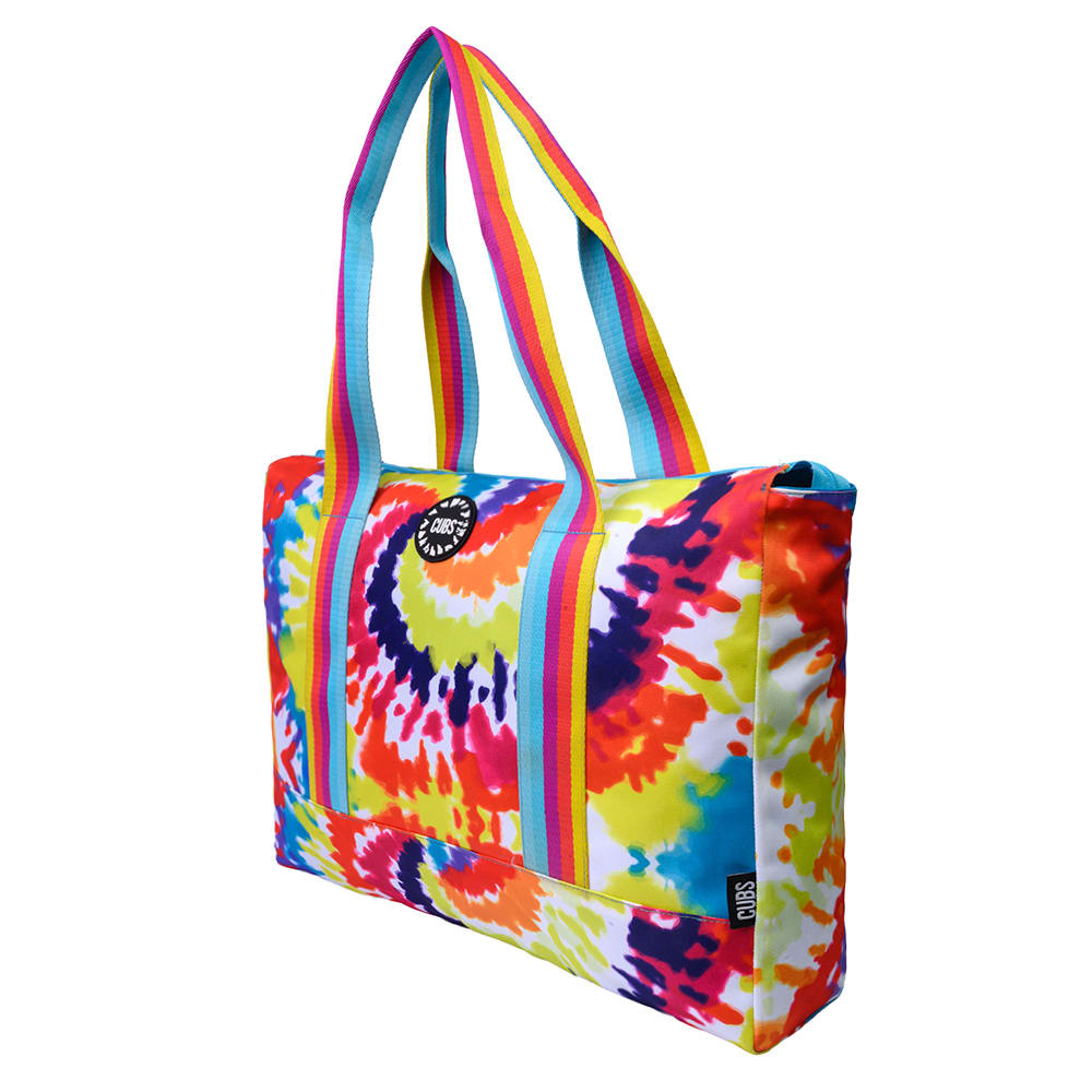 Happy Tie Dye Turquoise Double Face Tote Bag