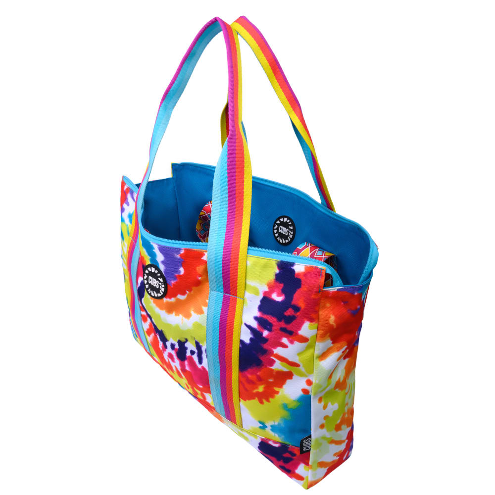 Happy Tie Dye Turquoise Double Face Tote Bag