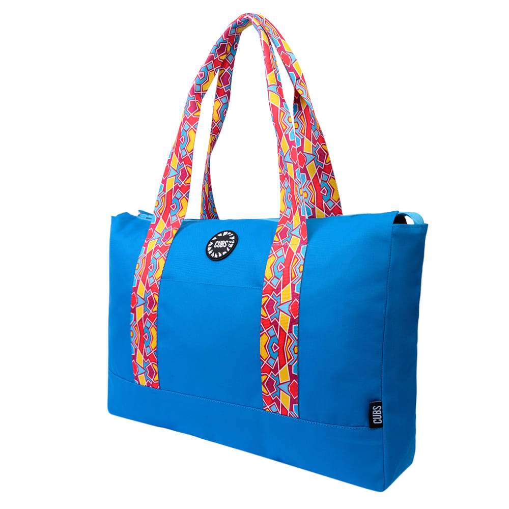 Happy Tie Dye Turquoise Double Face Tote Bag