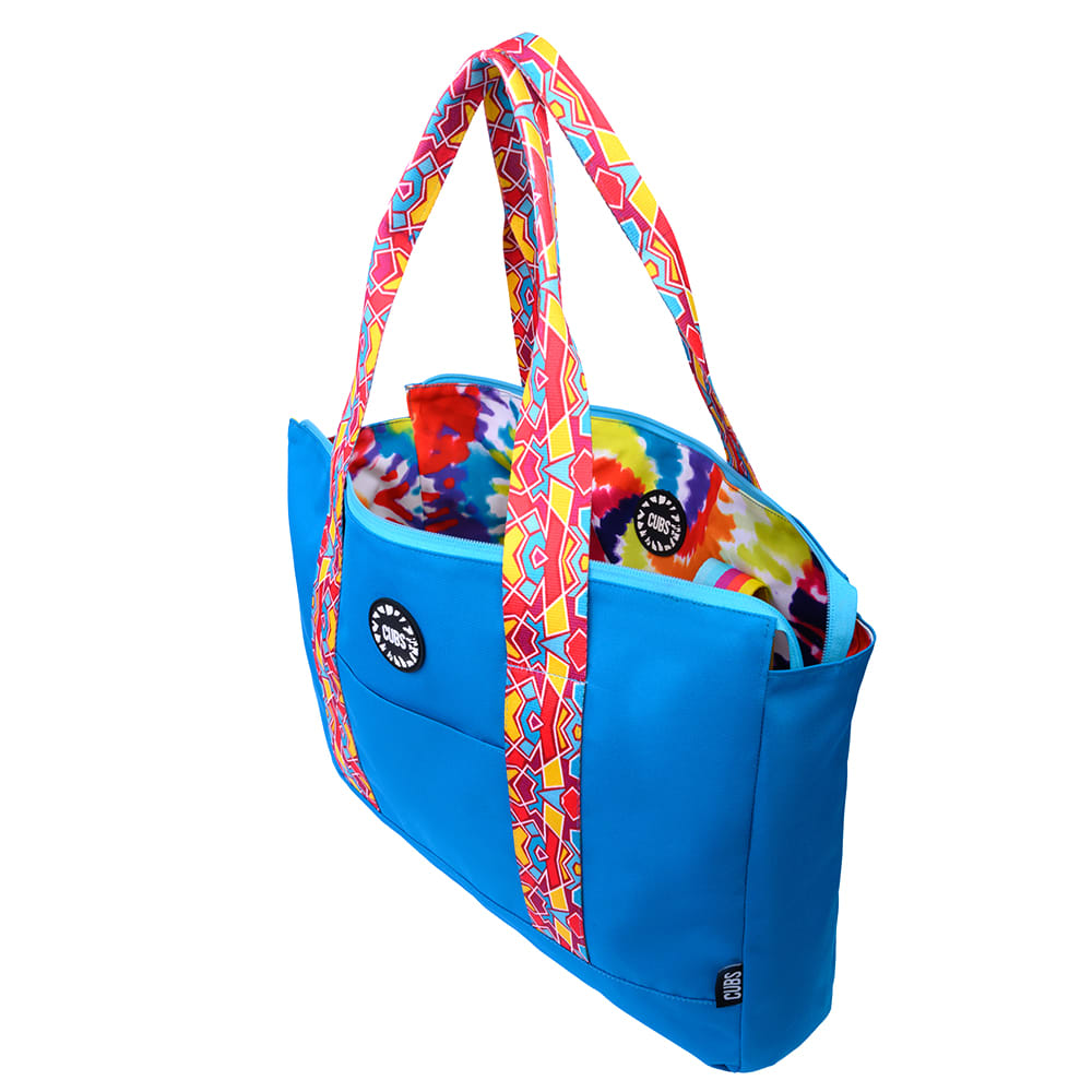 Happy Tie Dye Turquoise Double Face Tote Bag