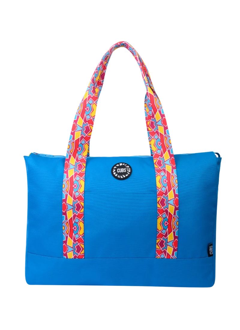 Happy Tie Dye Turquoise Double Face Tote Bag