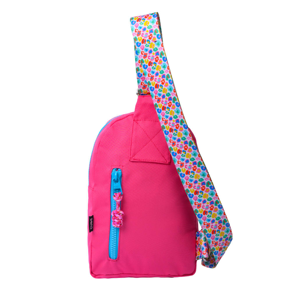 Hot Pink Sling Bag Zipper Pocket