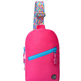Hot Pink Sling Front Zipper Crossbody Bag