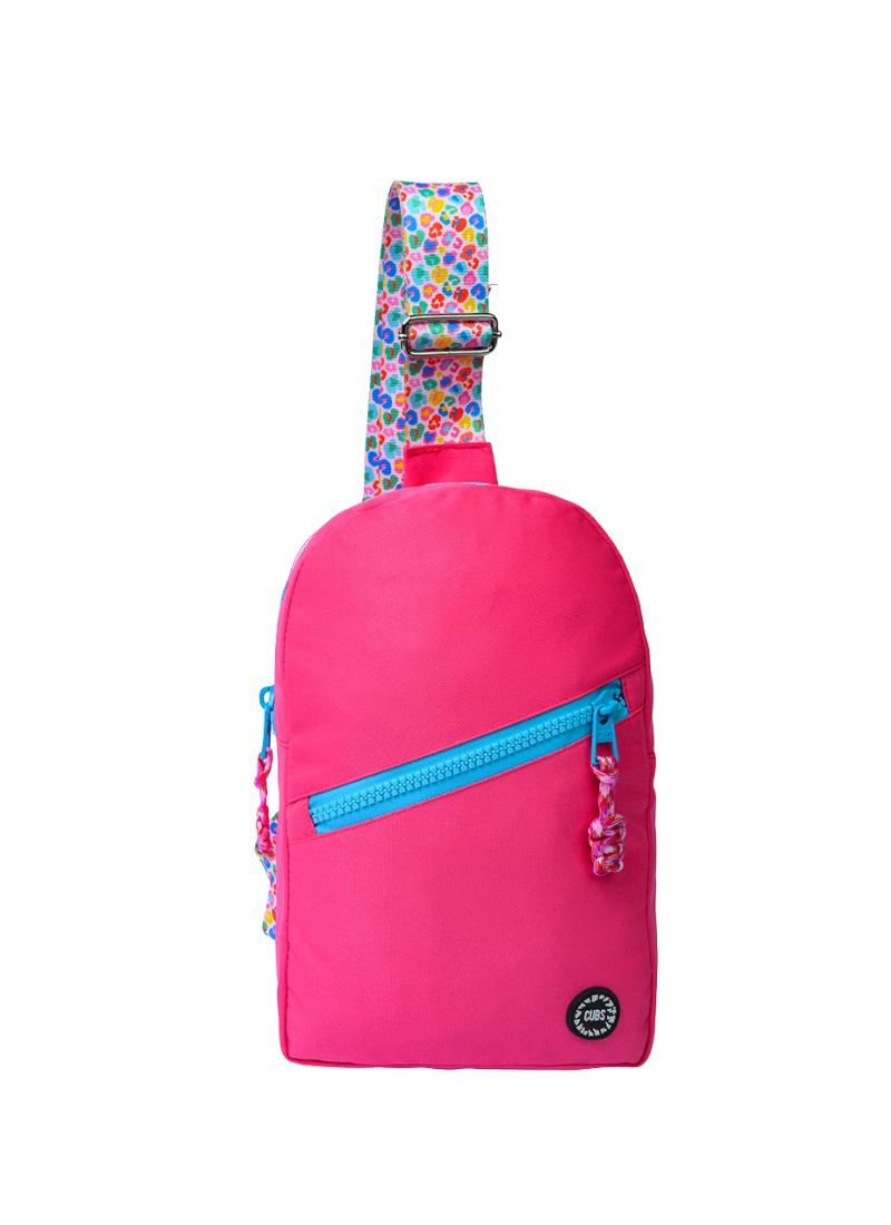 Hot Pink Sling Bag Zipper Pocket