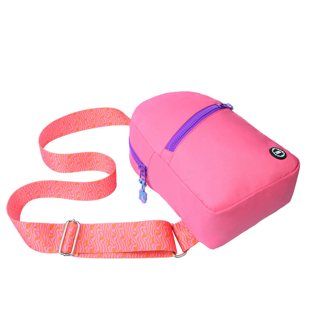 Pink Sling Bag Zipper Pocket