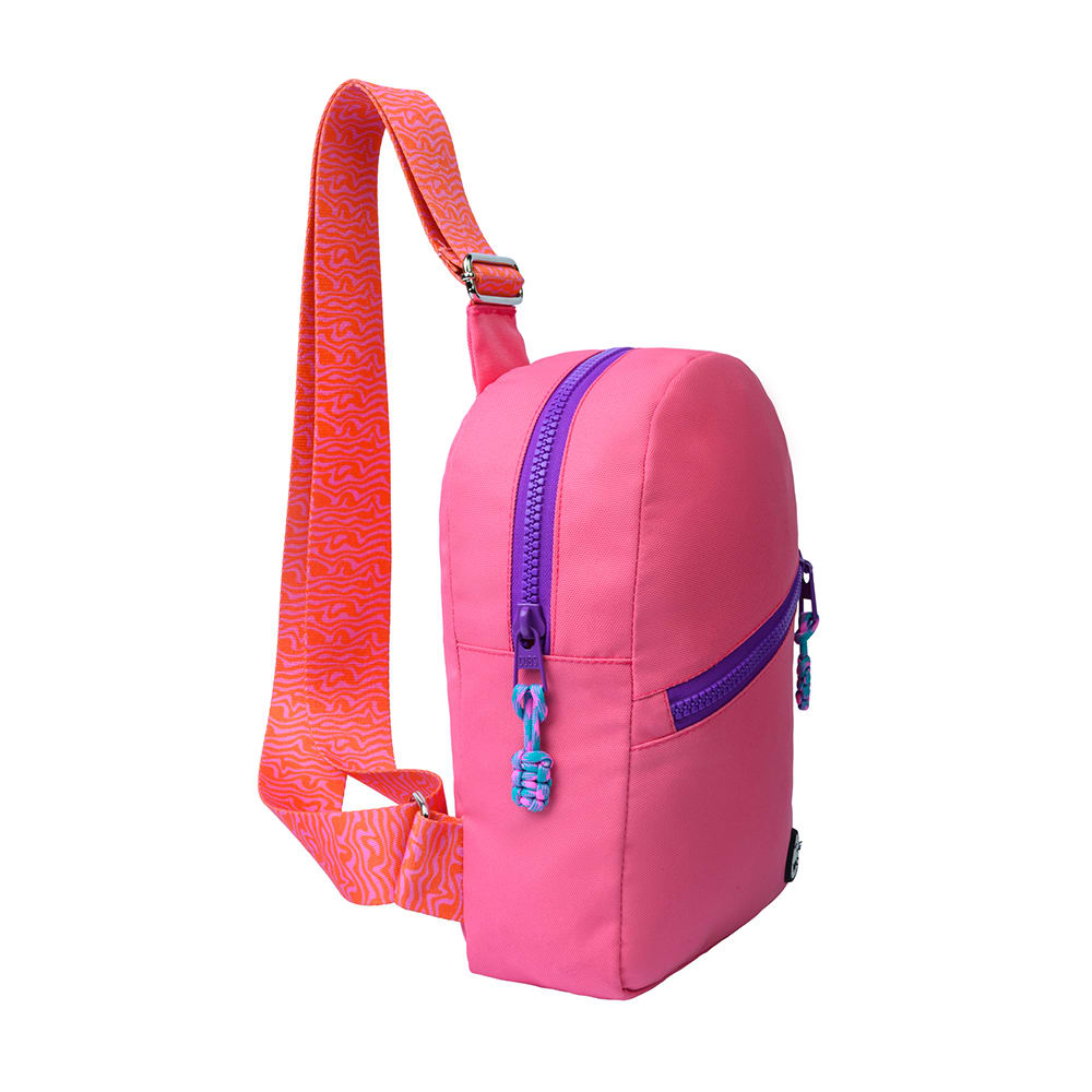Pink Sling Bag Zipper Pocket