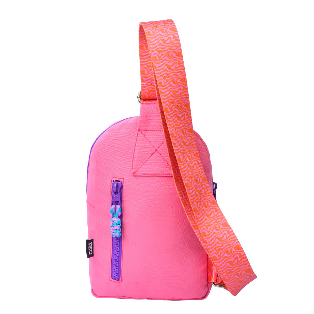 Pink Sling Bag Zipper Pocket