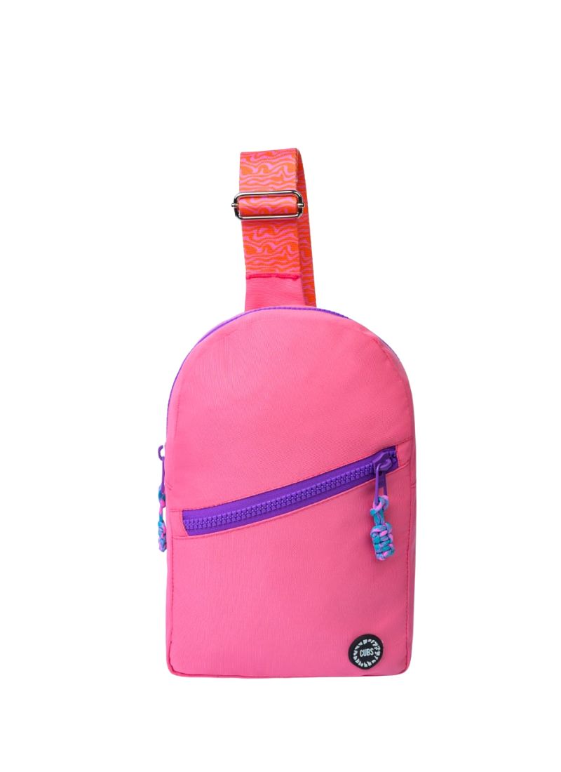 Pink Sling Bag Zipper Pocket