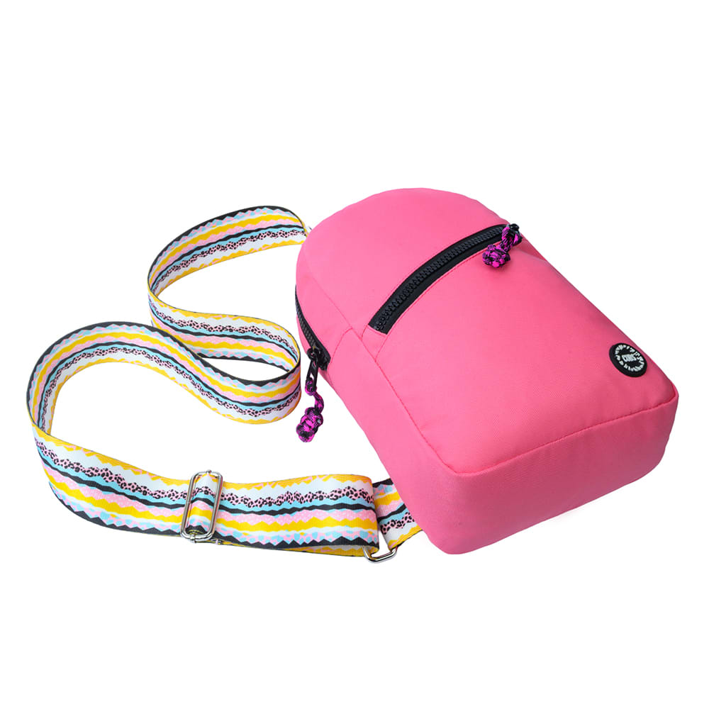Pink/Black Sling Bag Zipper Pocket
