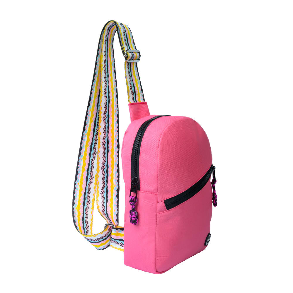 Pink/Black Sling Bag Zipper Pocket