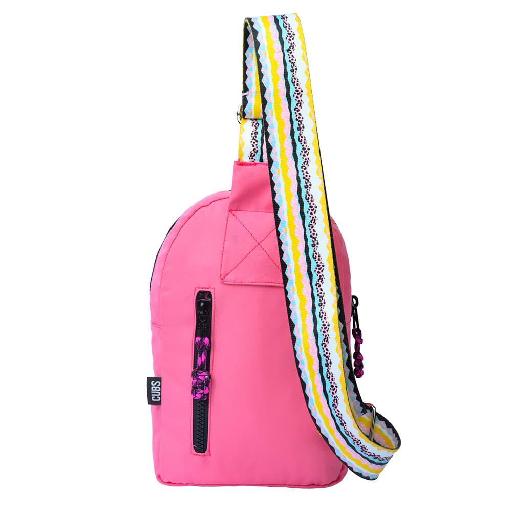 Pink/Black Sling Bag Zipper Pocket