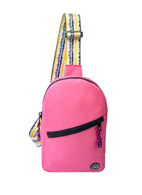 Pink/Black Sling Bag Zipper Pocket
