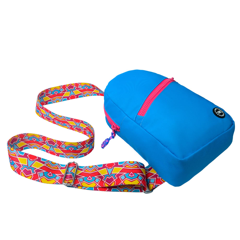 Blue/Fuchia Sling Bag Zipper Pocket