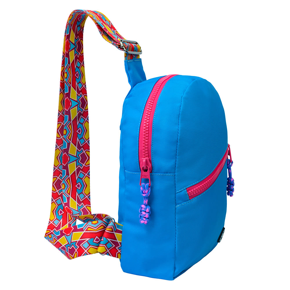 Blue/Fuchia Sling Bag Zipper Pocket