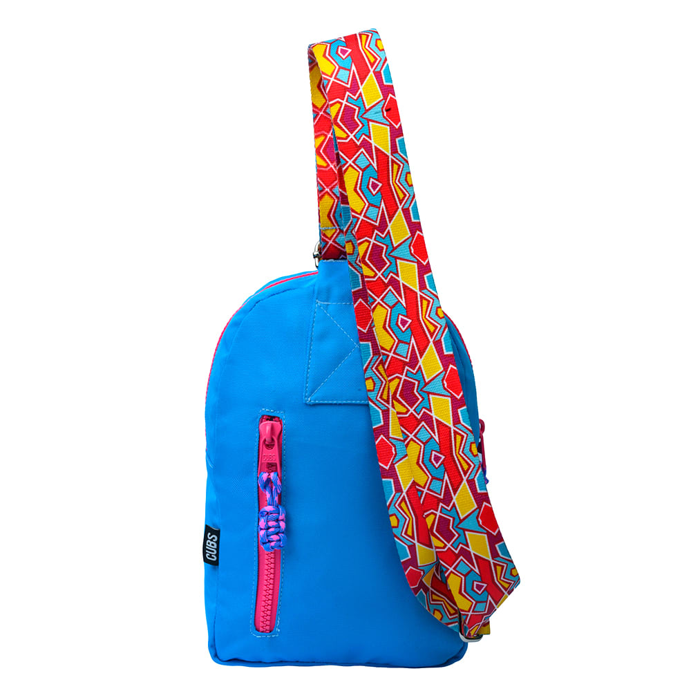 Blue/Fuchia Sling Bag Zipper Pocket